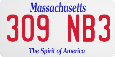 MA license plate 309NB3