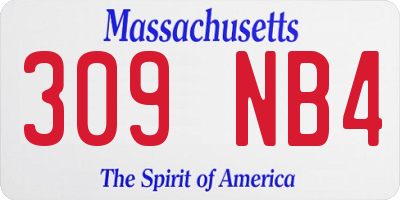 MA license plate 309NB4