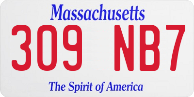 MA license plate 309NB7
