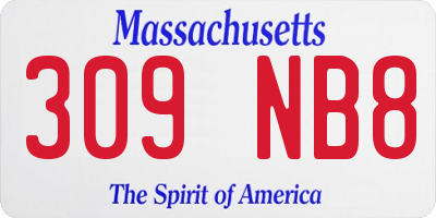 MA license plate 309NB8