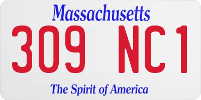 MA license plate 309NC1