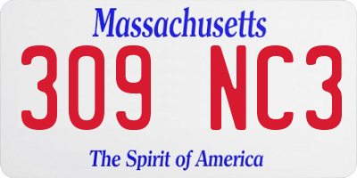 MA license plate 309NC3