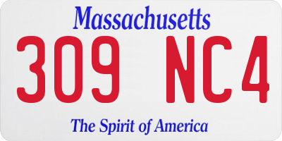MA license plate 309NC4