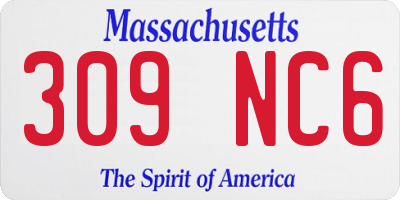 MA license plate 309NC6