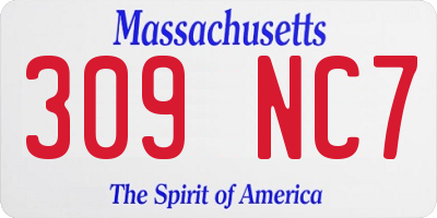 MA license plate 309NC7