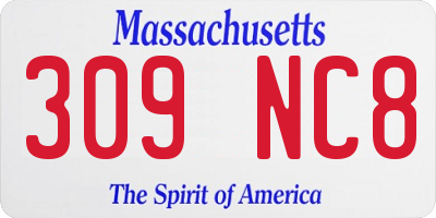 MA license plate 309NC8