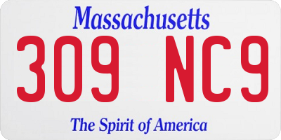 MA license plate 309NC9