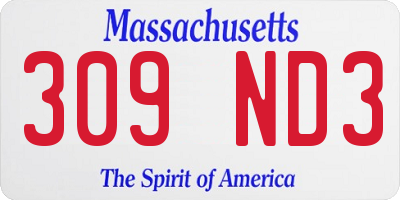 MA license plate 309ND3
