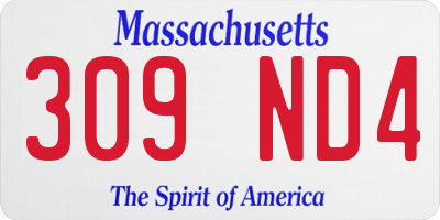 MA license plate 309ND4