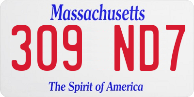 MA license plate 309ND7