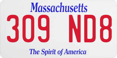MA license plate 309ND8