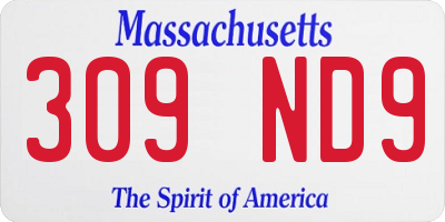 MA license plate 309ND9