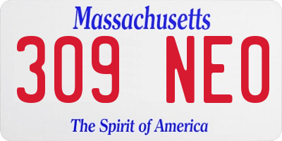 MA license plate 309NE0