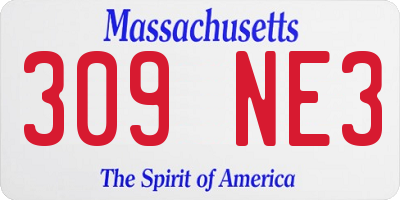 MA license plate 309NE3