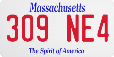 MA license plate 309NE4