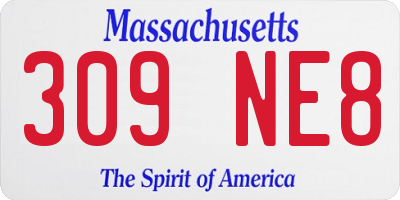 MA license plate 309NE8