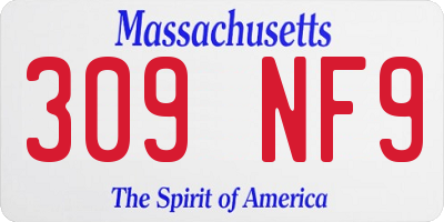 MA license plate 309NF9
