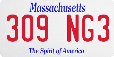MA license plate 309NG3