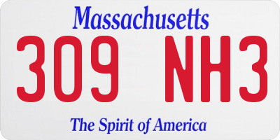 MA license plate 309NH3