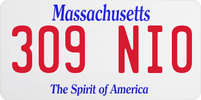 MA license plate 309NI0