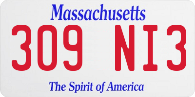 MA license plate 309NI3