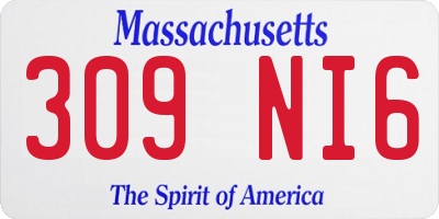 MA license plate 309NI6