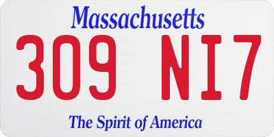 MA license plate 309NI7