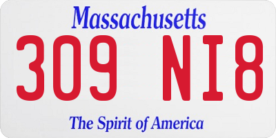 MA license plate 309NI8