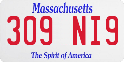 MA license plate 309NI9