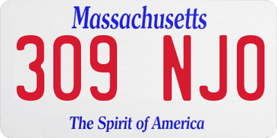 MA license plate 309NJ0