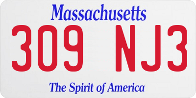 MA license plate 309NJ3