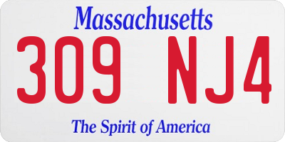 MA license plate 309NJ4