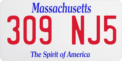 MA license plate 309NJ5