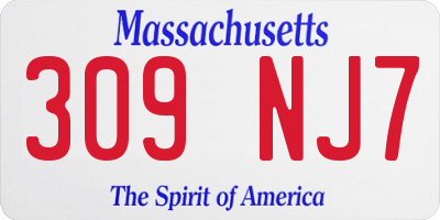 MA license plate 309NJ7
