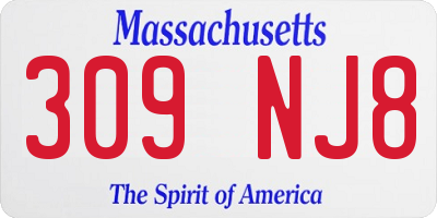 MA license plate 309NJ8