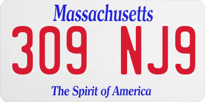 MA license plate 309NJ9