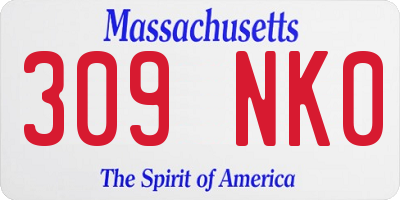 MA license plate 309NK0