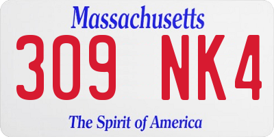 MA license plate 309NK4