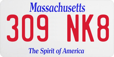 MA license plate 309NK8