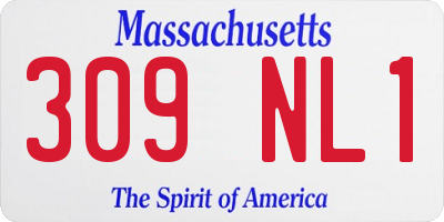 MA license plate 309NL1