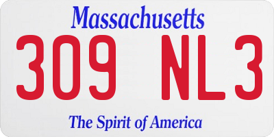 MA license plate 309NL3