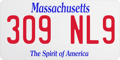 MA license plate 309NL9