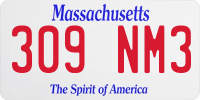 MA license plate 309NM3
