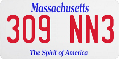 MA license plate 309NN3