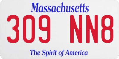 MA license plate 309NN8