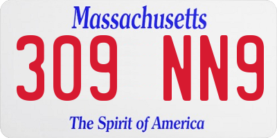 MA license plate 309NN9