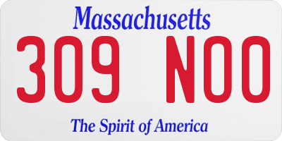 MA license plate 309NO0