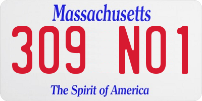MA license plate 309NO1
