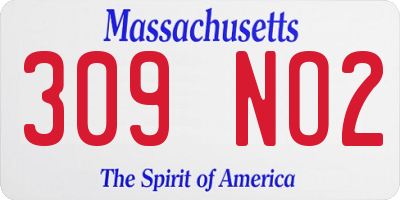 MA license plate 309NO2