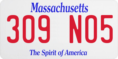 MA license plate 309NO5